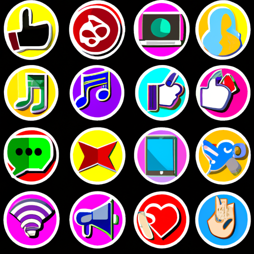 תמונה של לוגואים שונים של מדיה חברתית המסמלים קידום ברשתות חברתיות